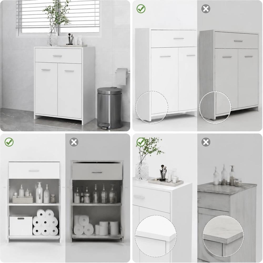Bathroom Cabinet, White, 60x33x80 Cm, Wood-based Material