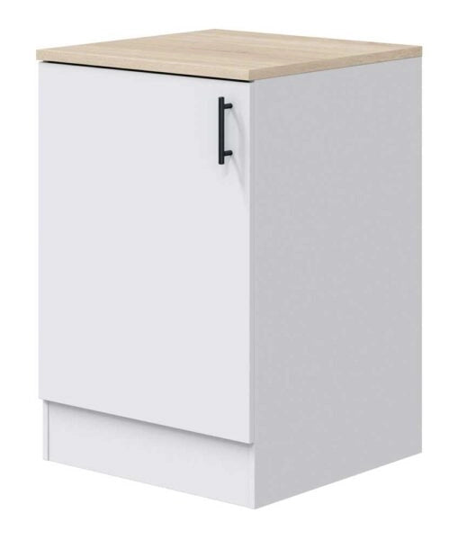 Mobile Base 60x60x90h Kira 1 Anta 1 Ripiano MDF Bianco/Rovere – Cucina e Casa