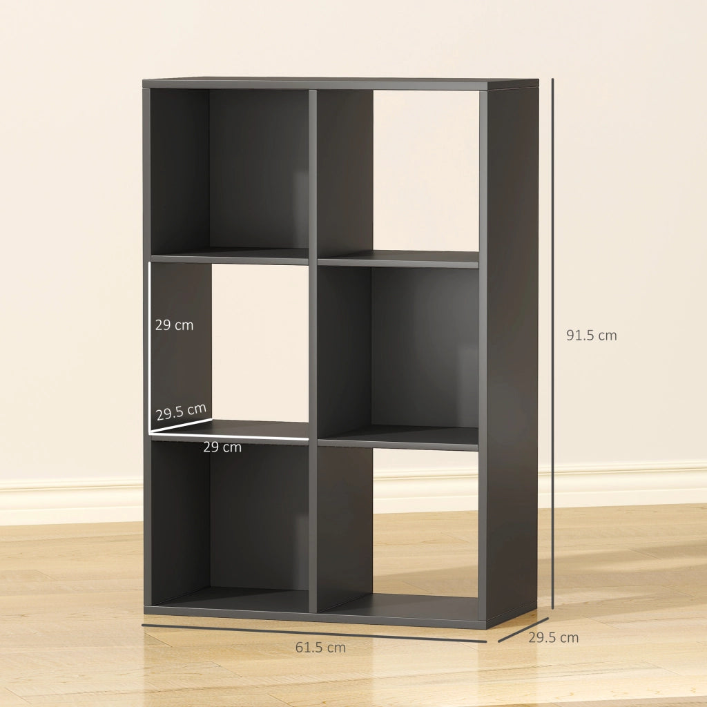Libreria Cubi Scaffale 6 Ripiani ¨C Minimal ¨C Legno Nero 61.5x29.5x91.5 cm