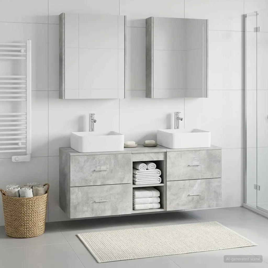 Set di mobili per il bagno 5 pz Grigio Cemento 3406770