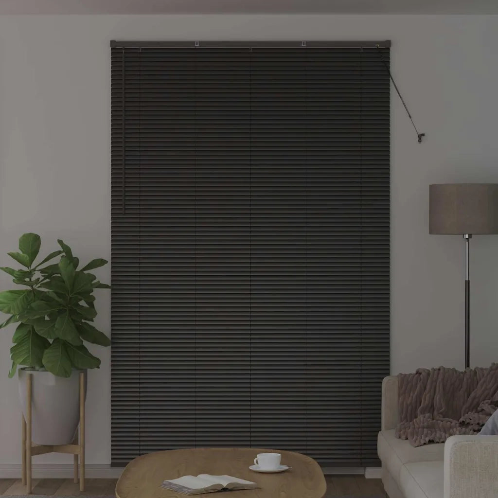 Tendaggi a Veneziana | Tenda a lamelle Nero 220 x 145 cm Alluminio