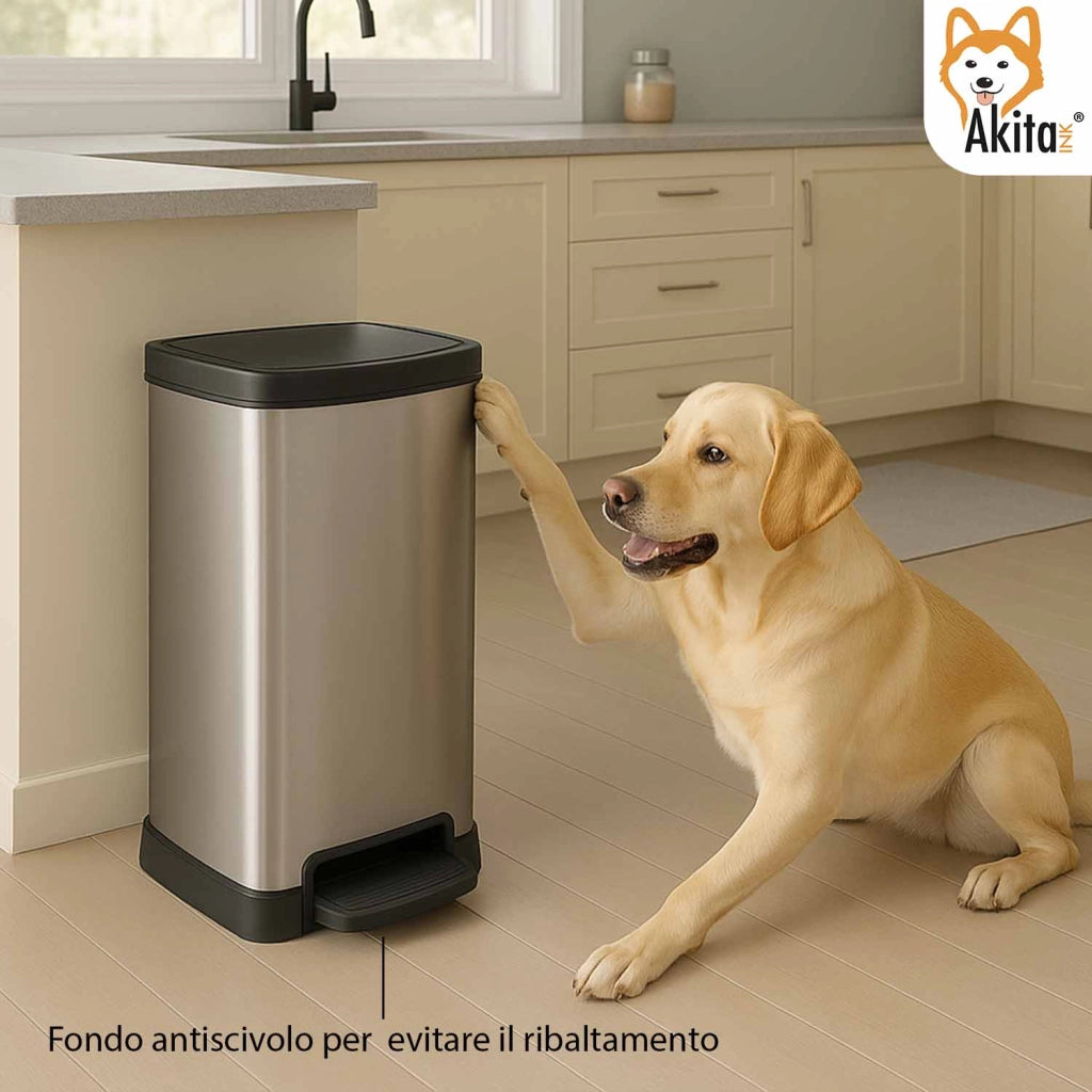 Akitaink Pattumiera a Pedale 50L Soft close Doppio Scomparto