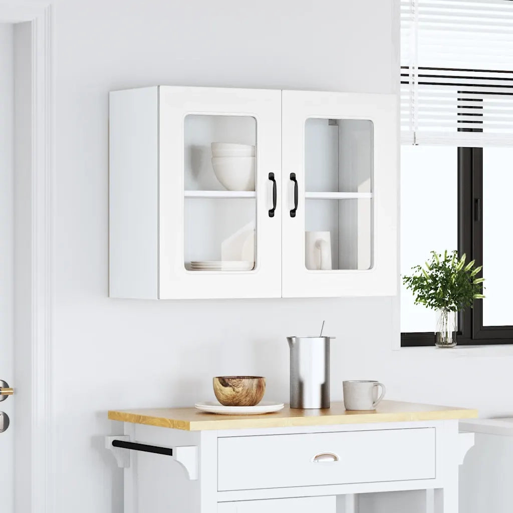 Pensile da Cucina con Porta in Vetro Kalmar Bianco Truciolato 853607