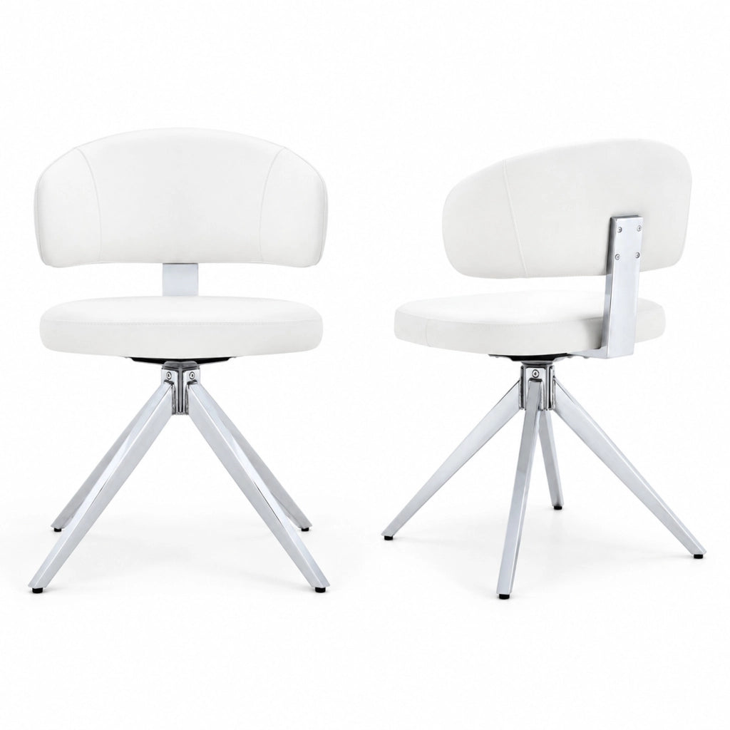 Set di 2 sedie da pranzo 45x50,5x77 cm in PU bianco girevoli -