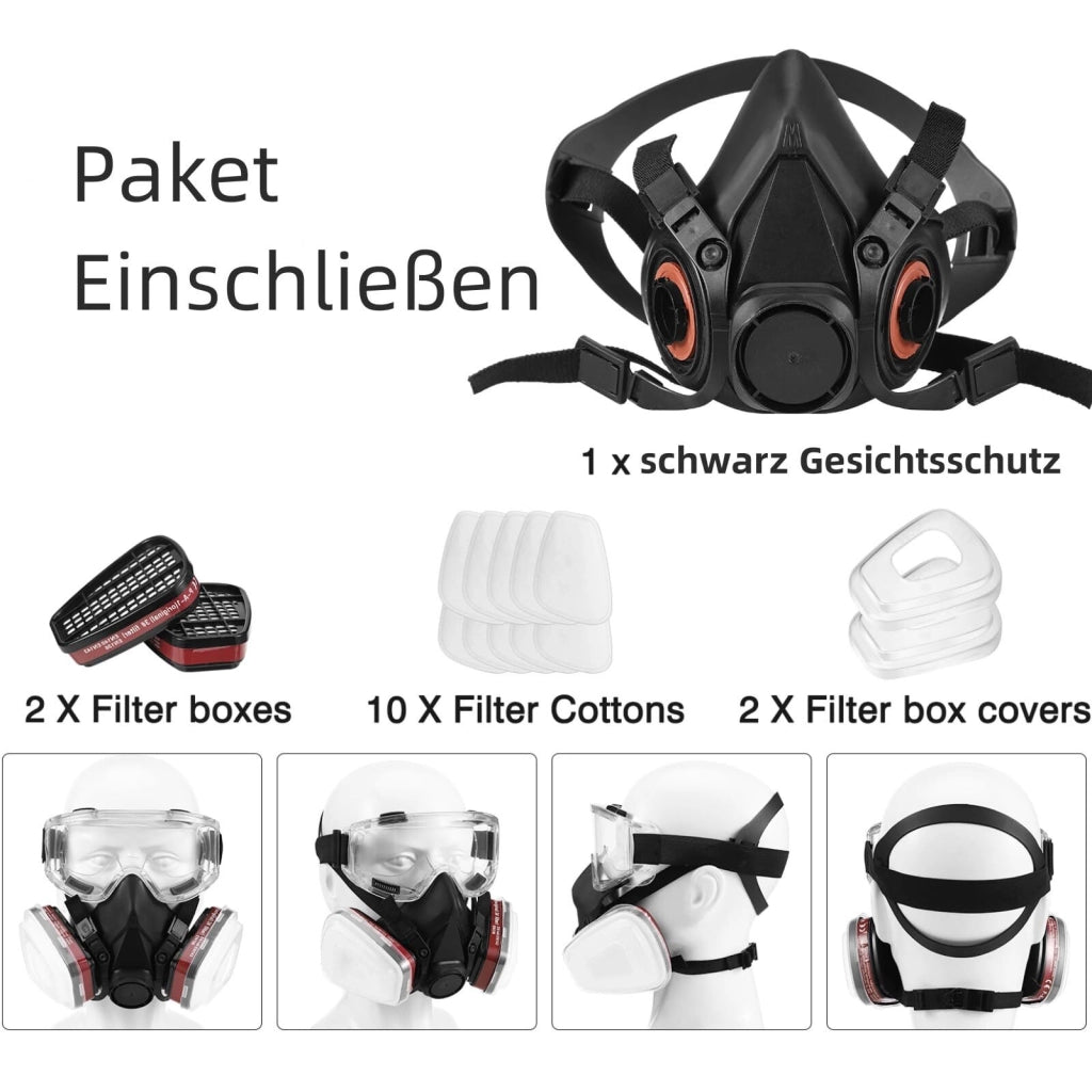 Semimaschera Respiratoria 6001 con Filtri Intercambiabili in Silicone Maschera Antipolvere e Verniciatura Regolabile per Fai da Te