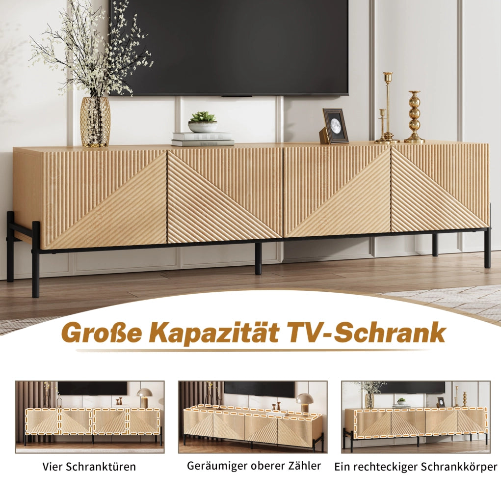 Mobile porta TV in MDF naturale con 4 ante e texture 3D