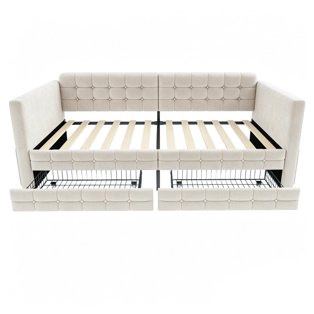 letto imbottito velluto beige 90 x 190 cm