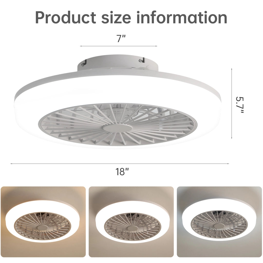 Ventilatore da soffitto 50 cm con LED 60 W dimmerabile e telecomando, ABS bianco