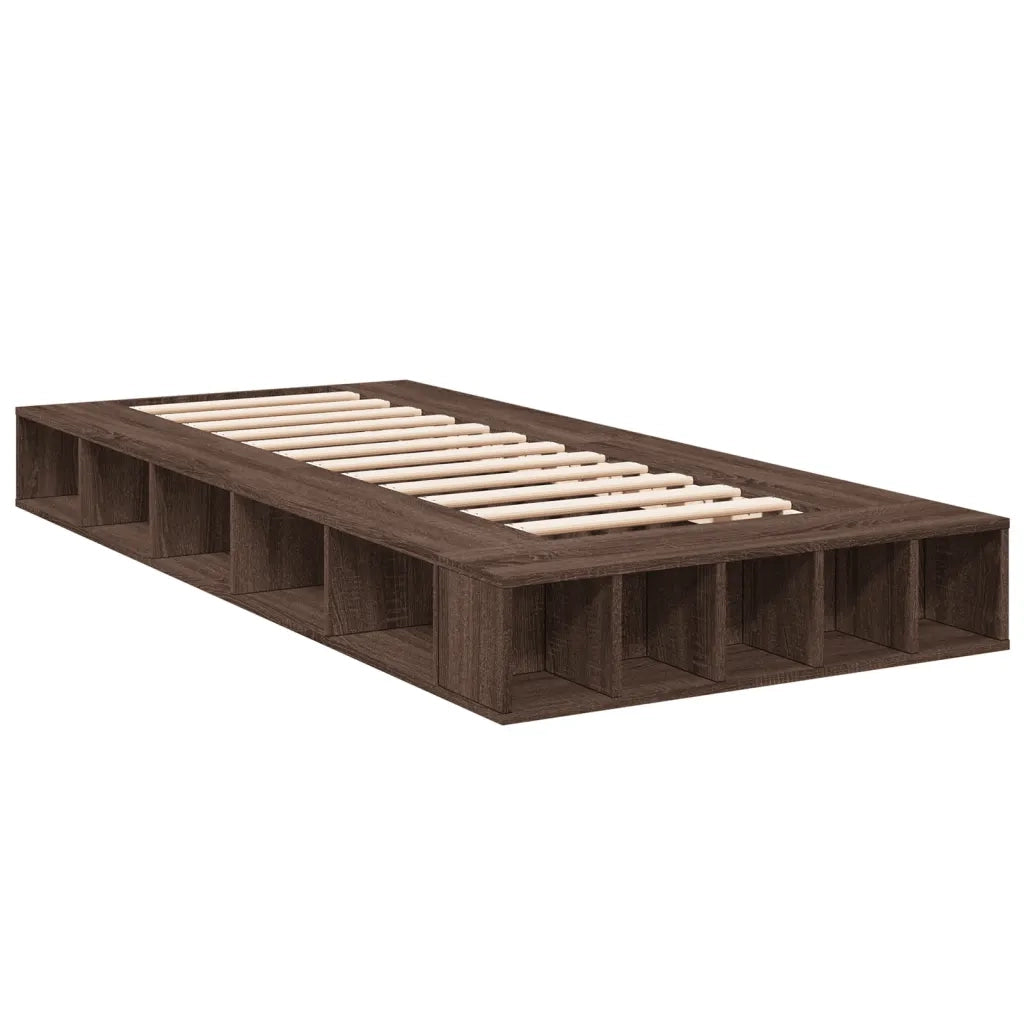 Letto singolo | Letto per adulti | Giroletto Rovere Marrone 75x190 cm in Legno Multistrato