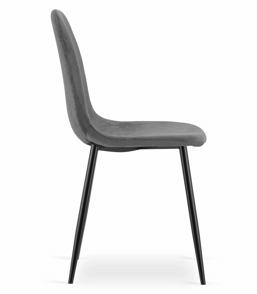 Sedia Valora COMO in velluto grigio scuro, design ergonomico x4