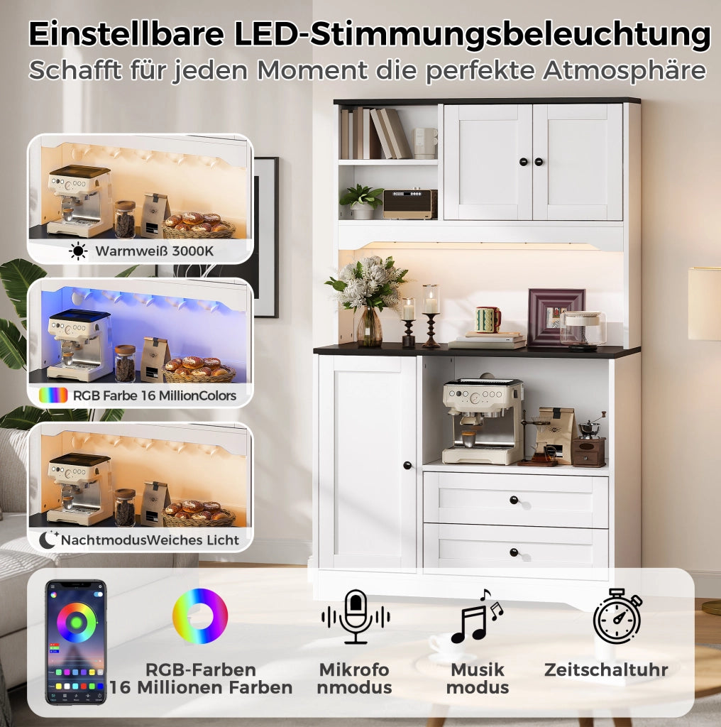ARMADIO Cucina 100x40x163 cm Bianco con LED, Presa e USB