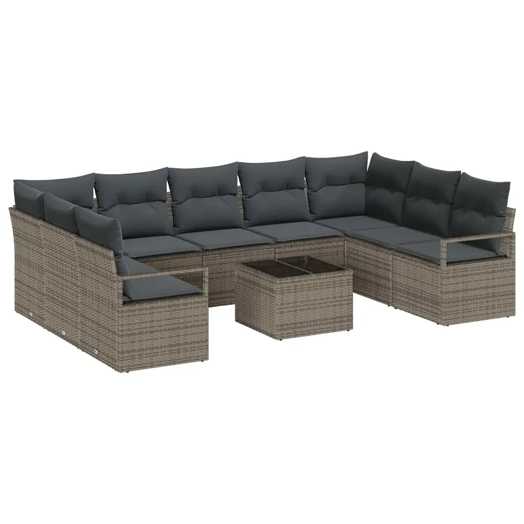 Set Divano da Giardino 10 pcs Grigio chiaro polyrattan 3355218