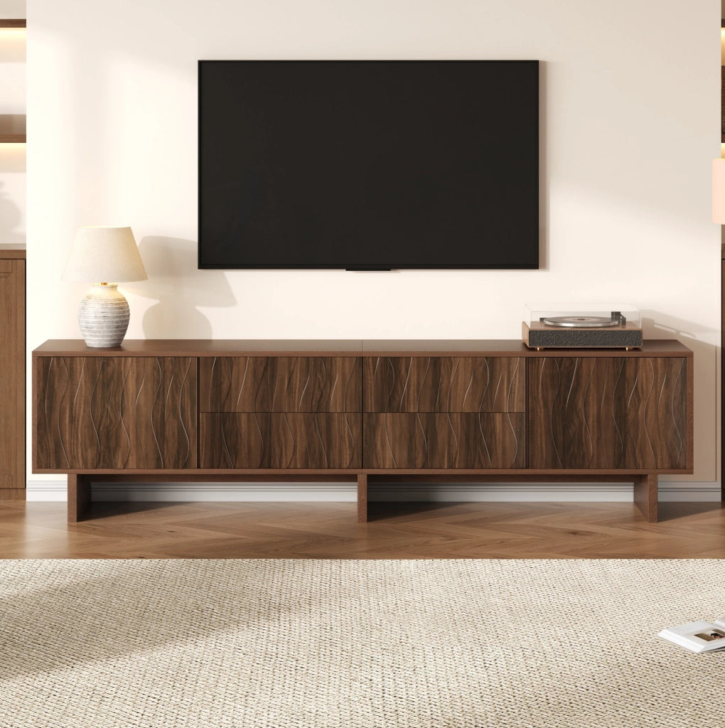 Mobile TV 180x40x56 cm con 4 cassetti e 2 ante noce HOMVRA