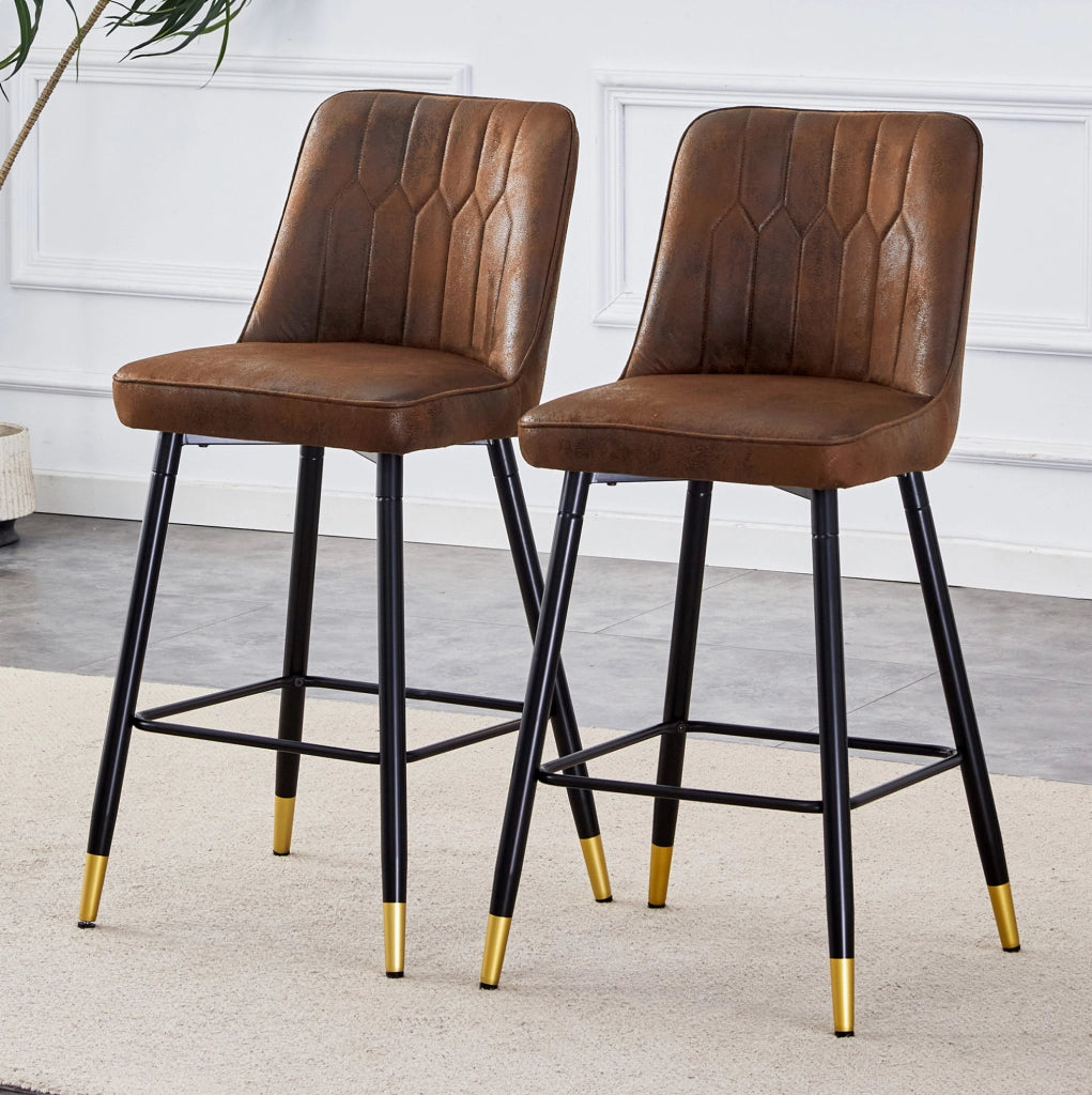 SEDIA ALTA Set da 2 pezzi 100 cm Tessuto marrone e metallo nero