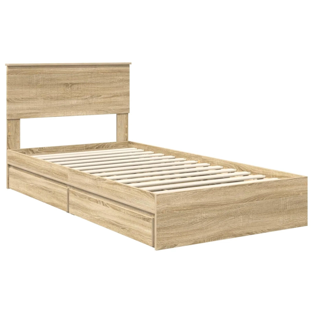 Letto con Contenitore con testiera Rovere Sonoma 100 x 200 cm 3410828
