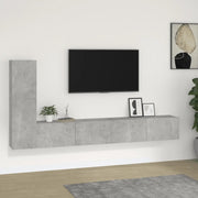 Set di Mobili Porta TV 3 pz Grigio Cemento in Legno Multistrato