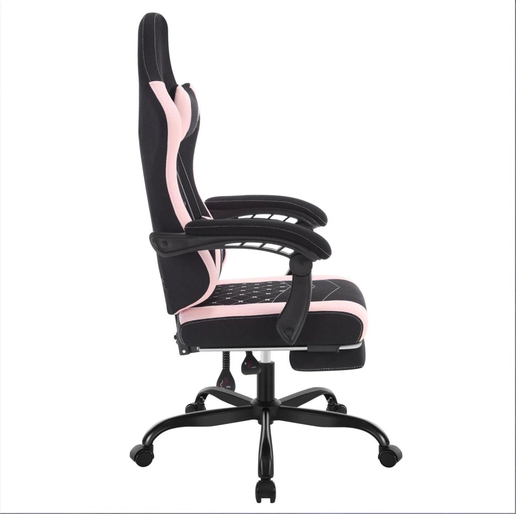 Sedia gaming ergonomica con massaggio, rete, nero/rosa