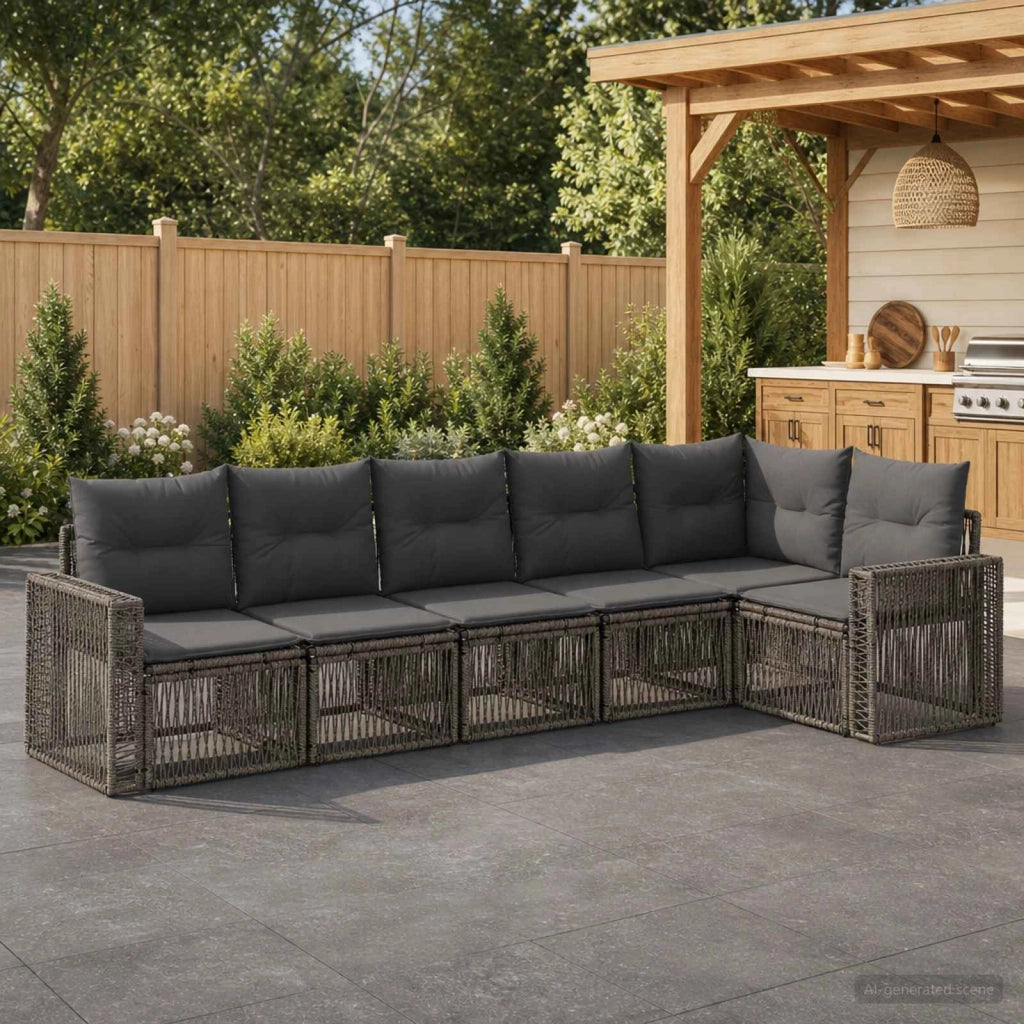 Set Divano da Giardino 6 pz Grigio e Grigio Scuro polyrattan 3435128