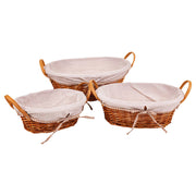 Set di 3 cestini in vimini foderati marroni