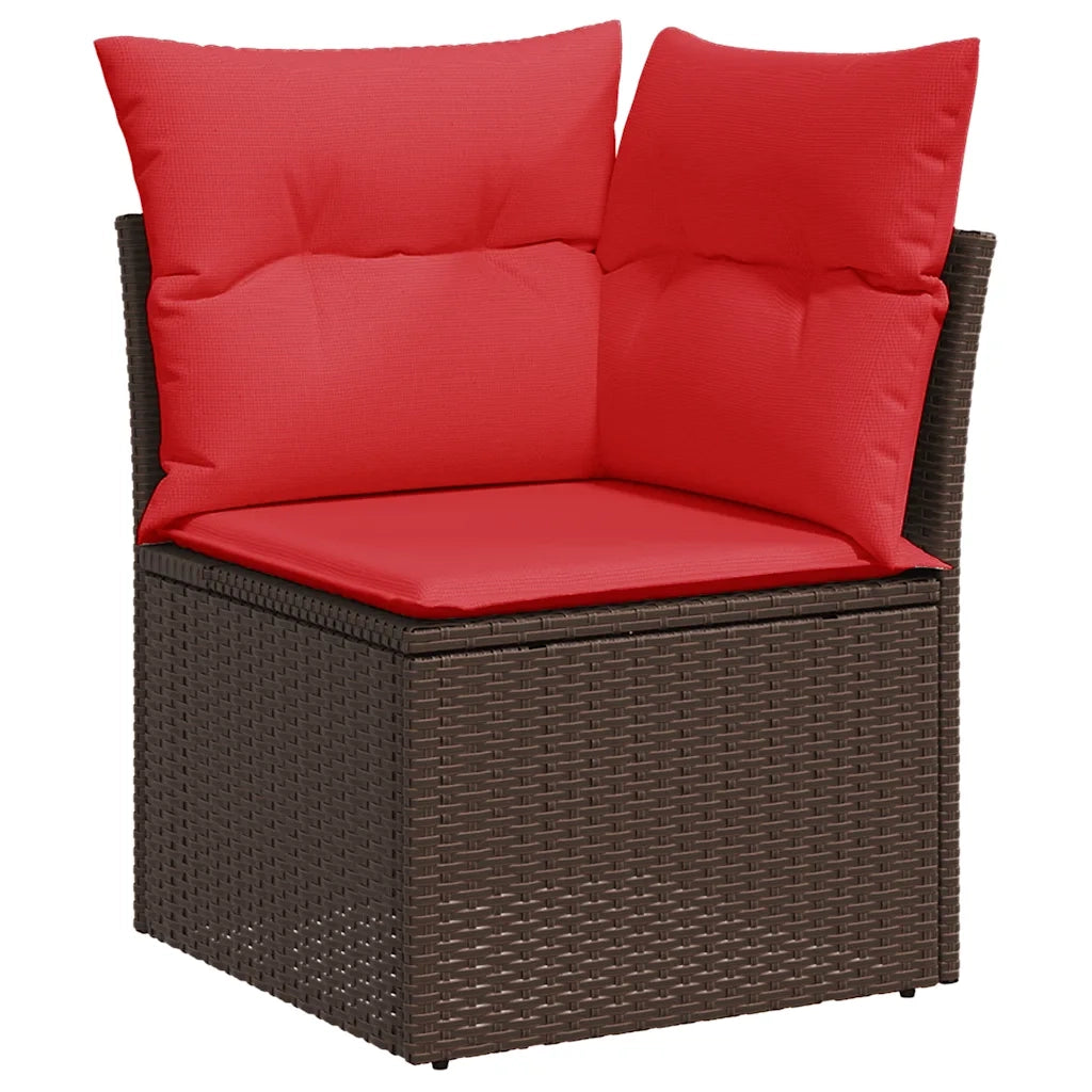 Set Divani da Giardino 6 pz con Cuscini Marrone in Polyrattan 3221663