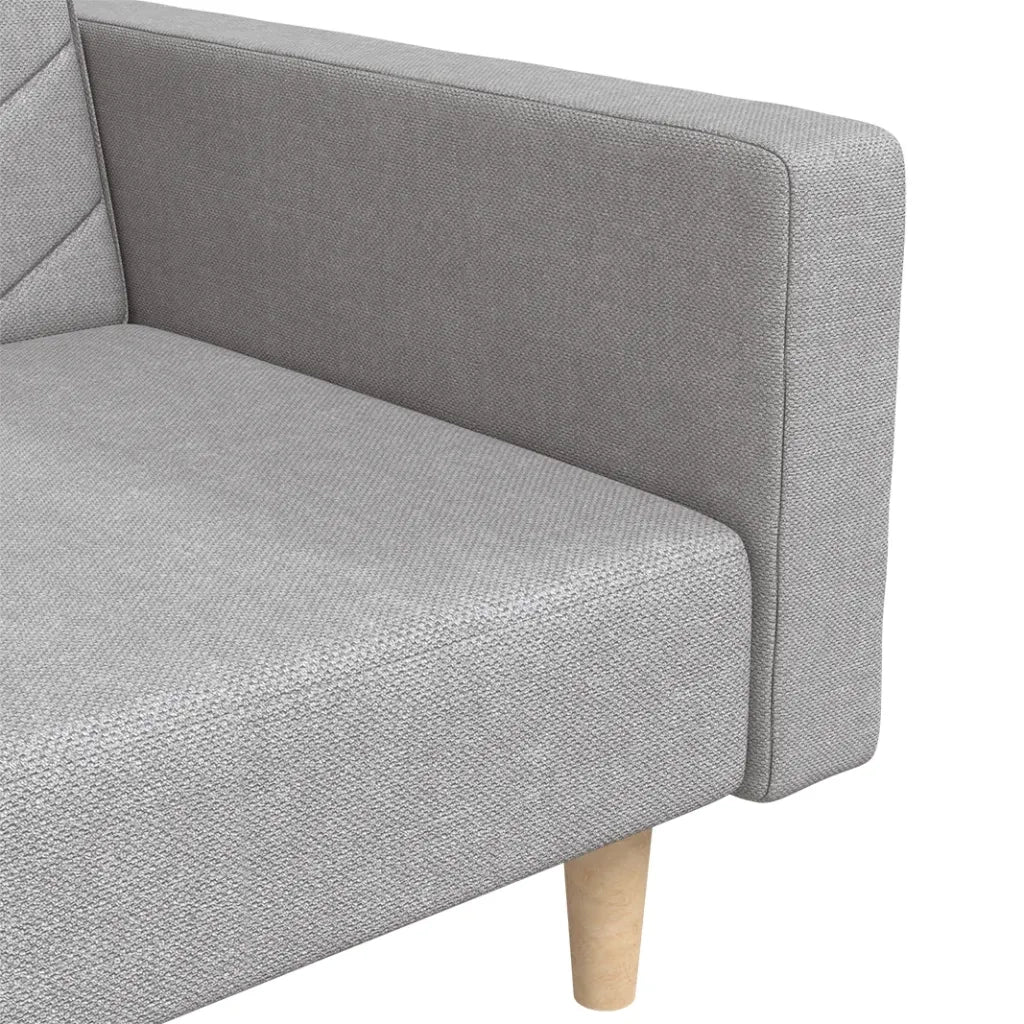 Divano letto | Sof¨¤ letto | Letto singolo a 2 Posti con 2 Cuscini Grigio Chiaro in Tessuto