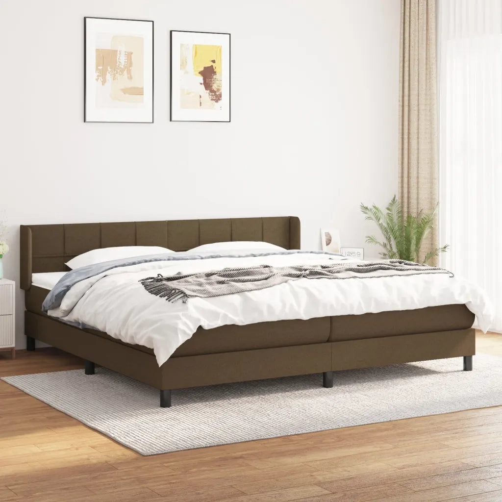 Giroletto a Molle con Materasso Marrone Scuro 200x200cm Tessuto 3129740