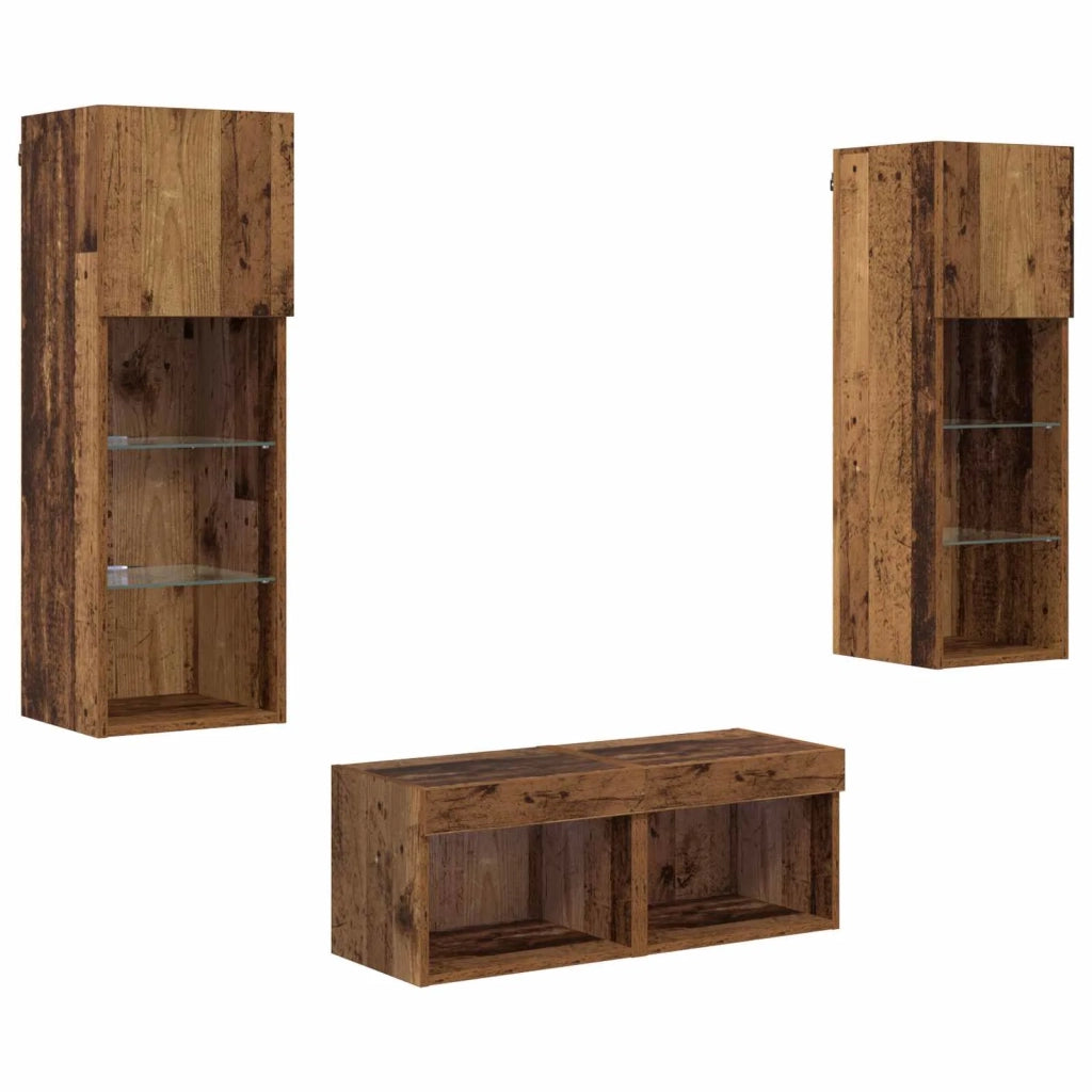 Mobiletti TV da Parete 4 pz-Set di 4 Credenza per TV sospesa Rovere artigianale 40 x 30 x 30 cm