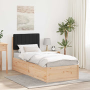 Letto con Testiera Rivestita Nero 80 x 200 cm Pino massello 877801