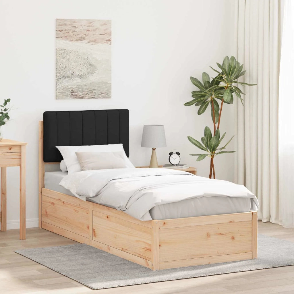 Letto con Testiera Rivestita Nero 80 x 200 cm Pino massello 877801