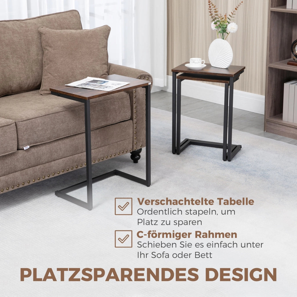 Set Tavolino da Caff¨¨ Industrial ¨C zephmum ¨C marrone+nero 45x30x60 cm