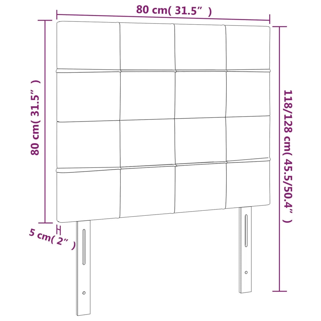Testiera | Testata Nera 80x5x118/128 cm Tessuto