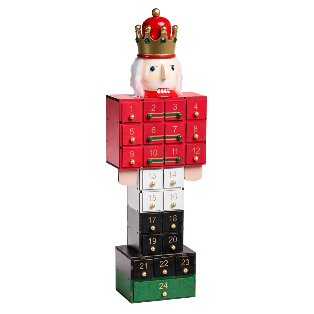 Decorazione natalizia in legno multicolore 24 piccoli cassetti Calendario dell'Avvento Schiaccianoci
