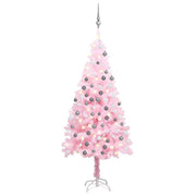 Albero di Natale Preilluminato con Palline Rosa 180 cm PVC 3077671