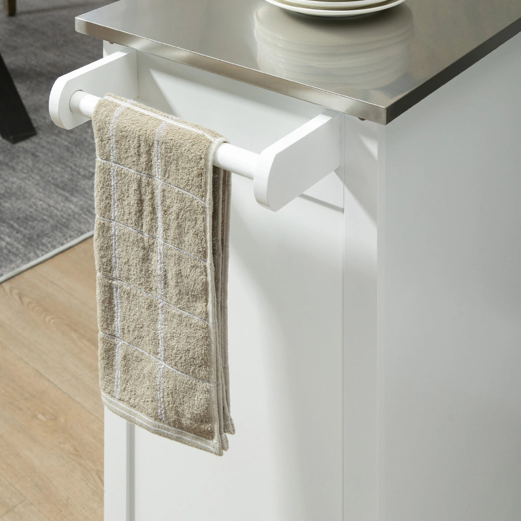 Carrello da cucina con cassetto e ripiani ¨C Minimal ¨C Bianco acciaio inox MDF