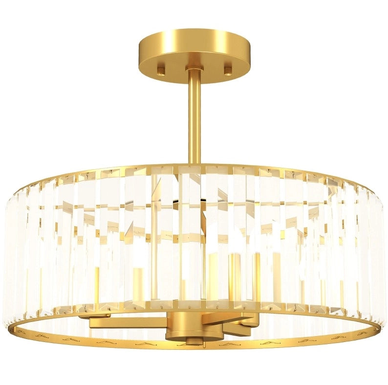 Lampada da soffitto ULEVR ?39 cm con paralume in cristallo e 3 attacchi E14, metallo dorato