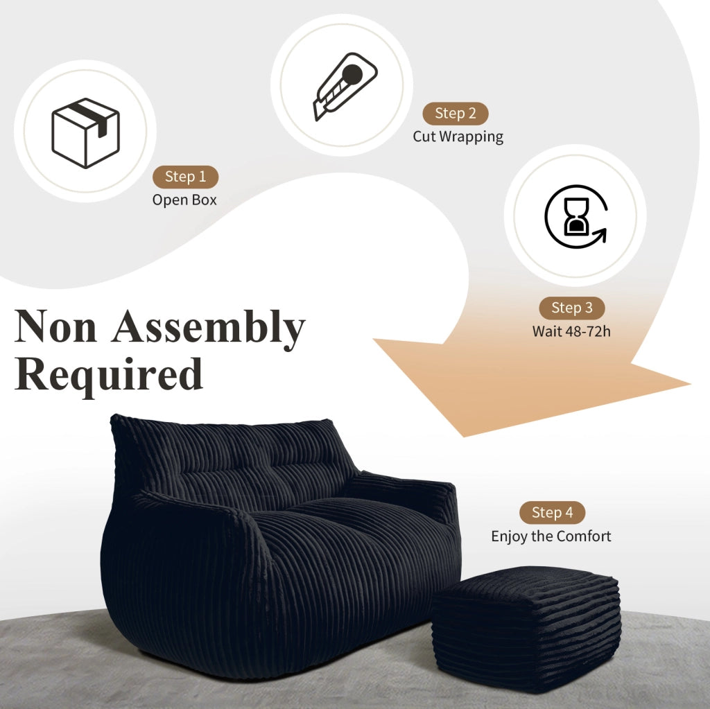 Poltrona pouf lounge grande ergonomica nera