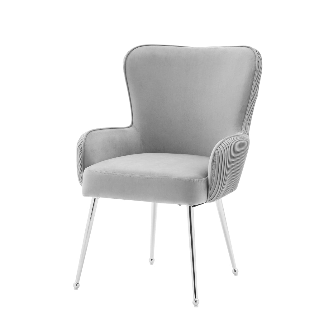 Set di 2 sedie da pranzo in velluto con braccioli e supporto lombare - grigio argento