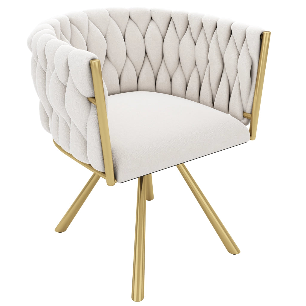 SEDIA Girevole 360° Set da 4 pezzi in velluto Beige e Oro