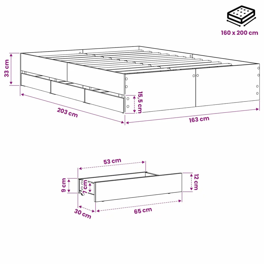 Telaio del letto con storage Rovere Artigianale 160 x 200 cm 3445762