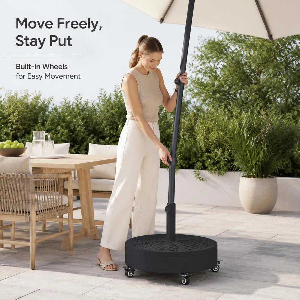 Parasol Base With Wheels For 38/48 Mm Pole, 27 Kg, Round