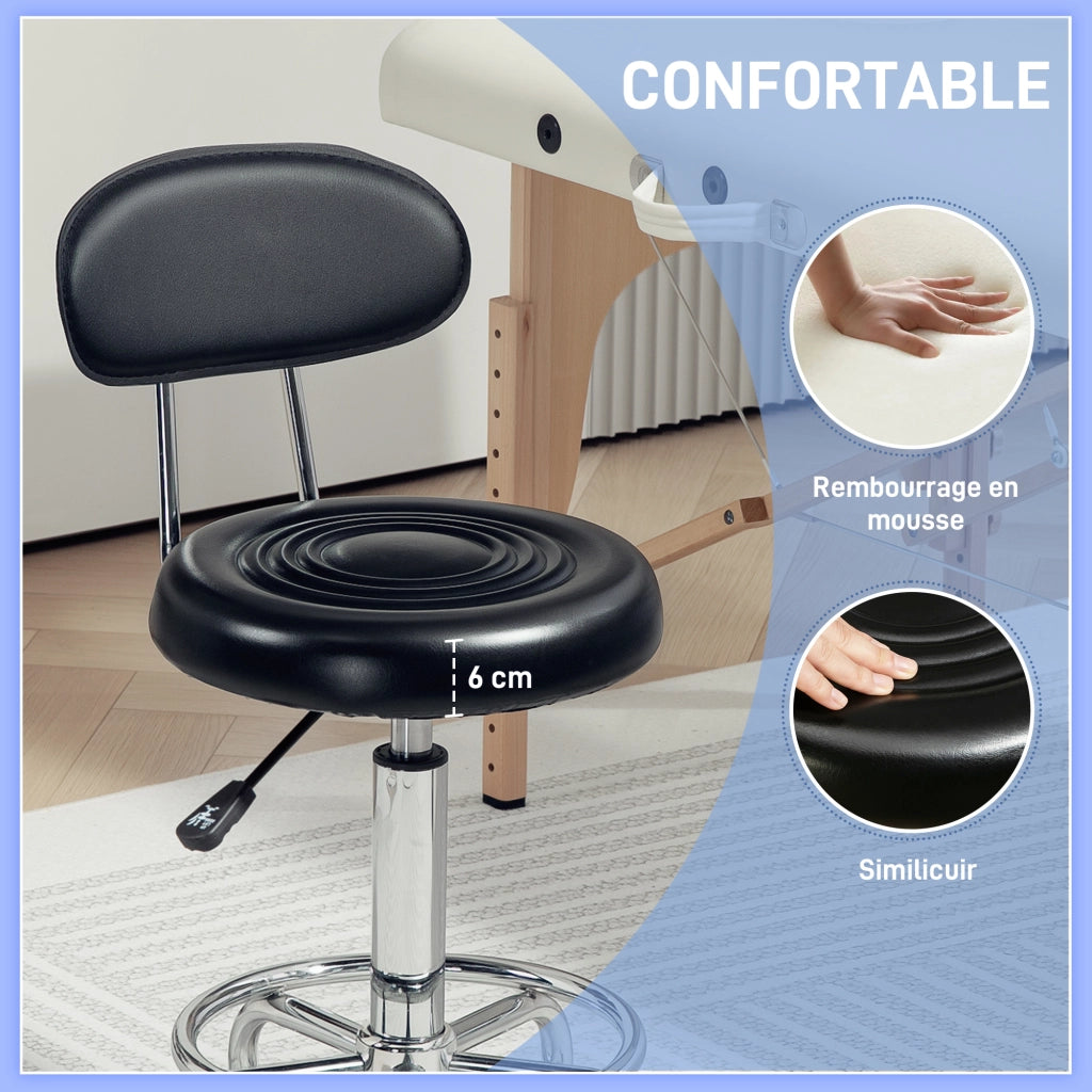 Sgabello girevole con schienale e altezza regolabile 70-86 cm ¨C Minimal ¨C nero