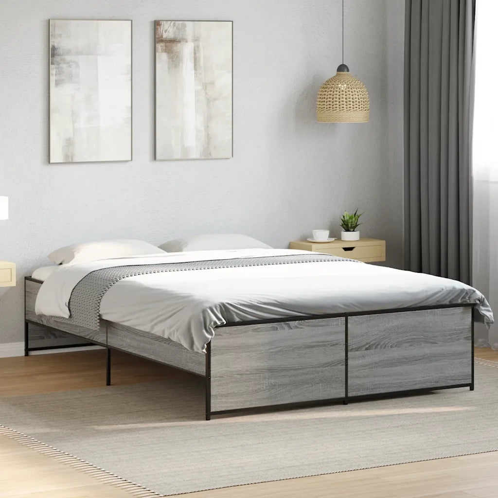 Giroletto-Struttura Letto Grigio Sonoma 140x190 cm in Legno Multistrato Metallo 938317