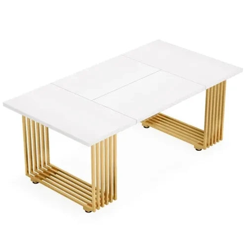 Scrivania da ufficio classica bianca e oro 180x79x78 cm per computer e lavoro