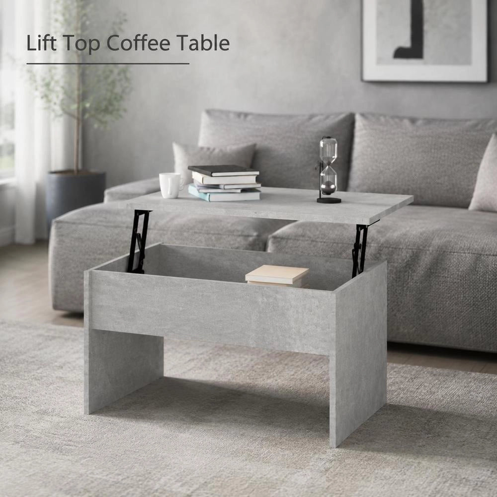Coffee Table Concrete Grey 80x50.5x41.5 Cm Wood Material