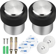 Blocco porta in acciaio inossidabile con fissaggio pavimento e parete design moderno Ø 32 mm argento con anello antiscivolo in gomma