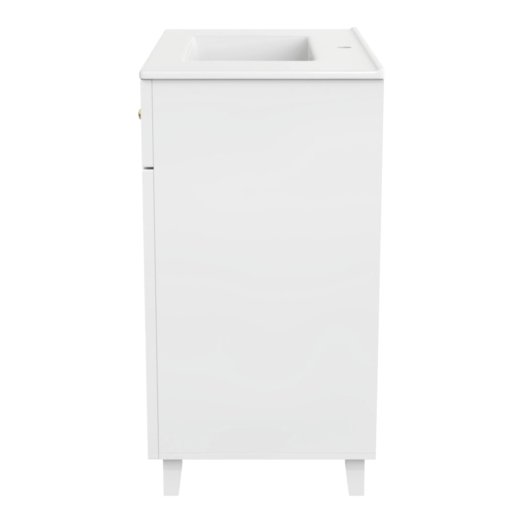 Mobile bagno freestanding con lavabo in ceramica, bianco