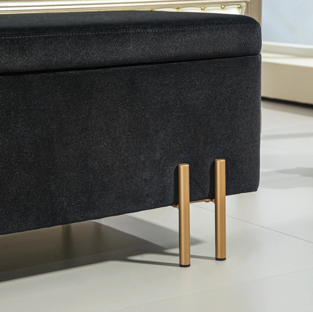 Panca contenitore imbottita nera 100 x 40 x 42 cm