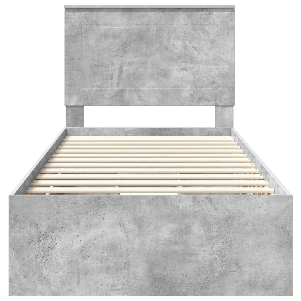 Struttura del letto con cassetto-Giroletto con contenitore-Rete del Letto Grigio cemento 90 x 190 cm 163151
