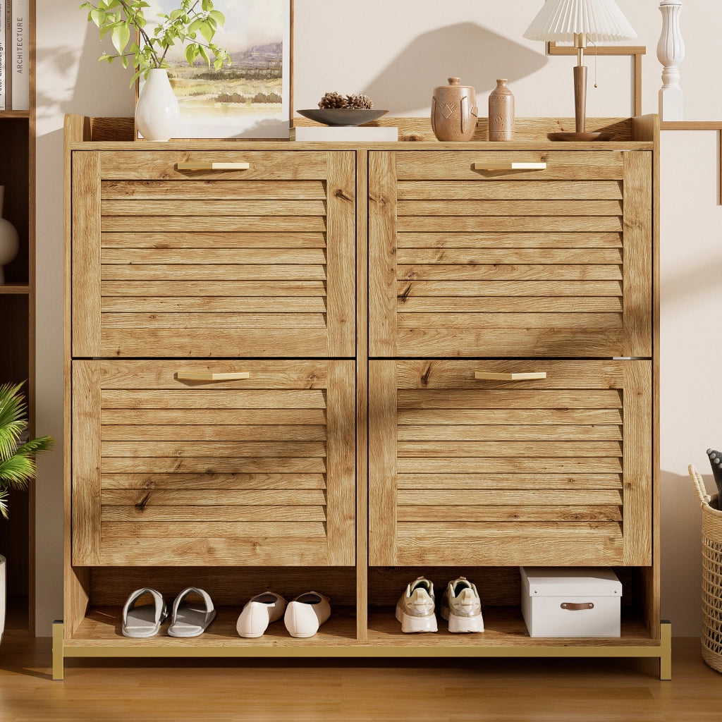 SCARPIERA 4 ante 108,5x24x100 cm MDF colore legno e metallo