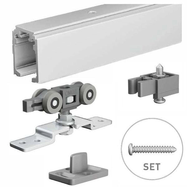 OMGE 8066430028559 Binario Porte Scorrevoli Kit 190 cm per Porte Interne 60 Kg Alluminio Anodizzato colore Bianco